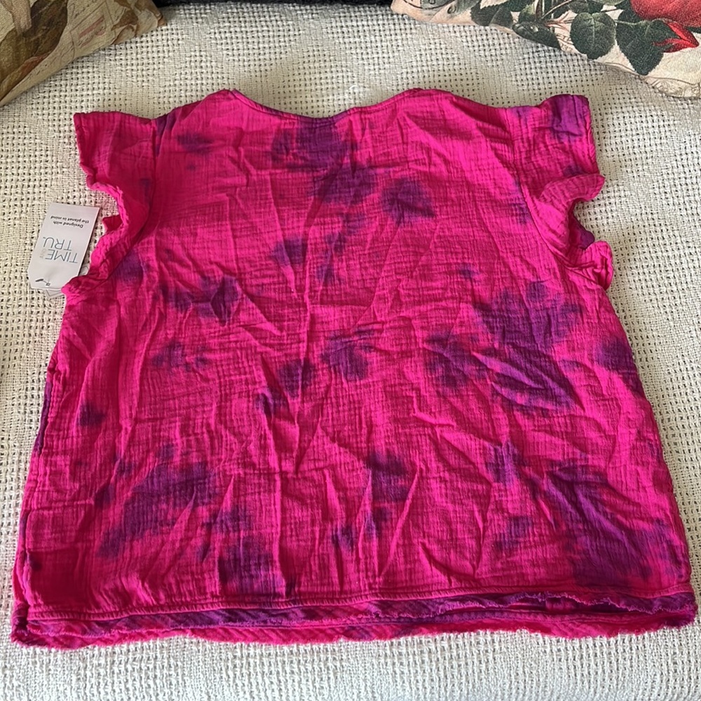 NEW! Time and Tru Tie-dye Sustainable 100% Cotton Top - Picture 11 of 12